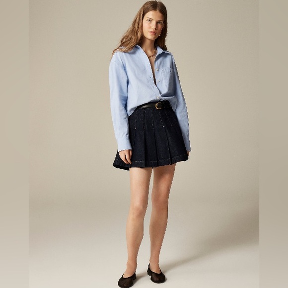 NWT J.Crew Étienne cropped button-up shirt in cotton poplin, size large - Picture 2 of 7